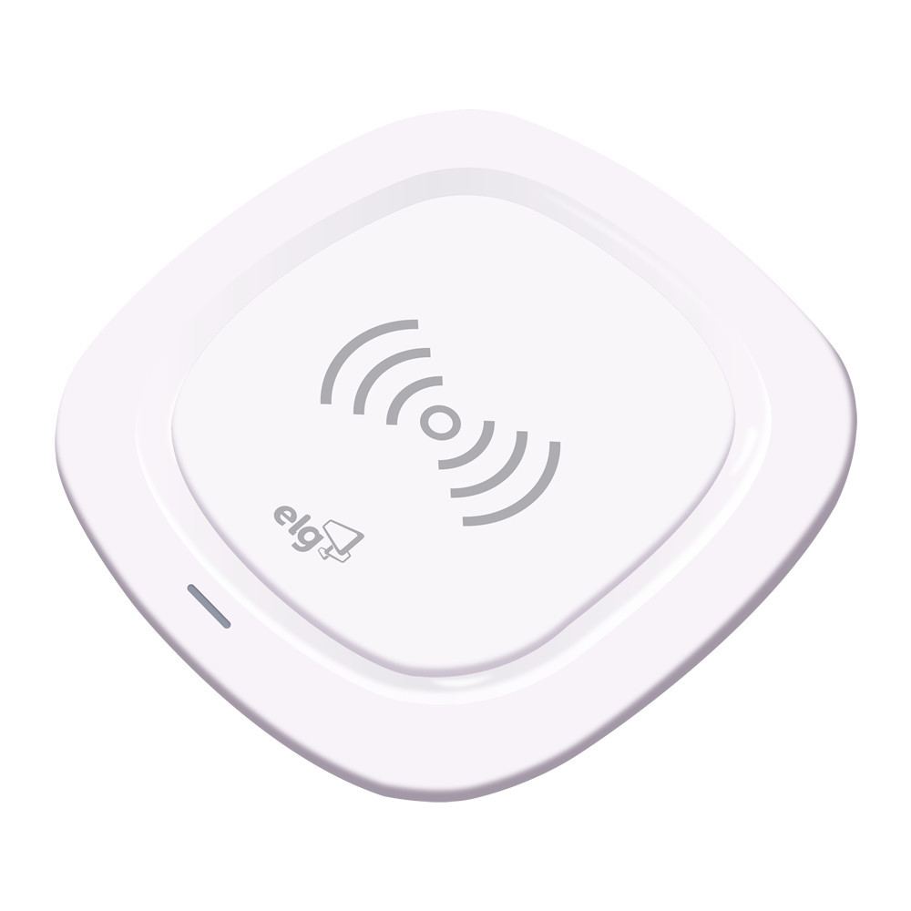 Carregador de Mesa Wireless por Indução, 5W, Compatível Qi, Antiderrapante, Branco, WQ1WH, ELG Carregador de Mesa Wireless por Indução, 5W, Compatível Qi, Antiderrapante, Branco, WQ1WH, ELG