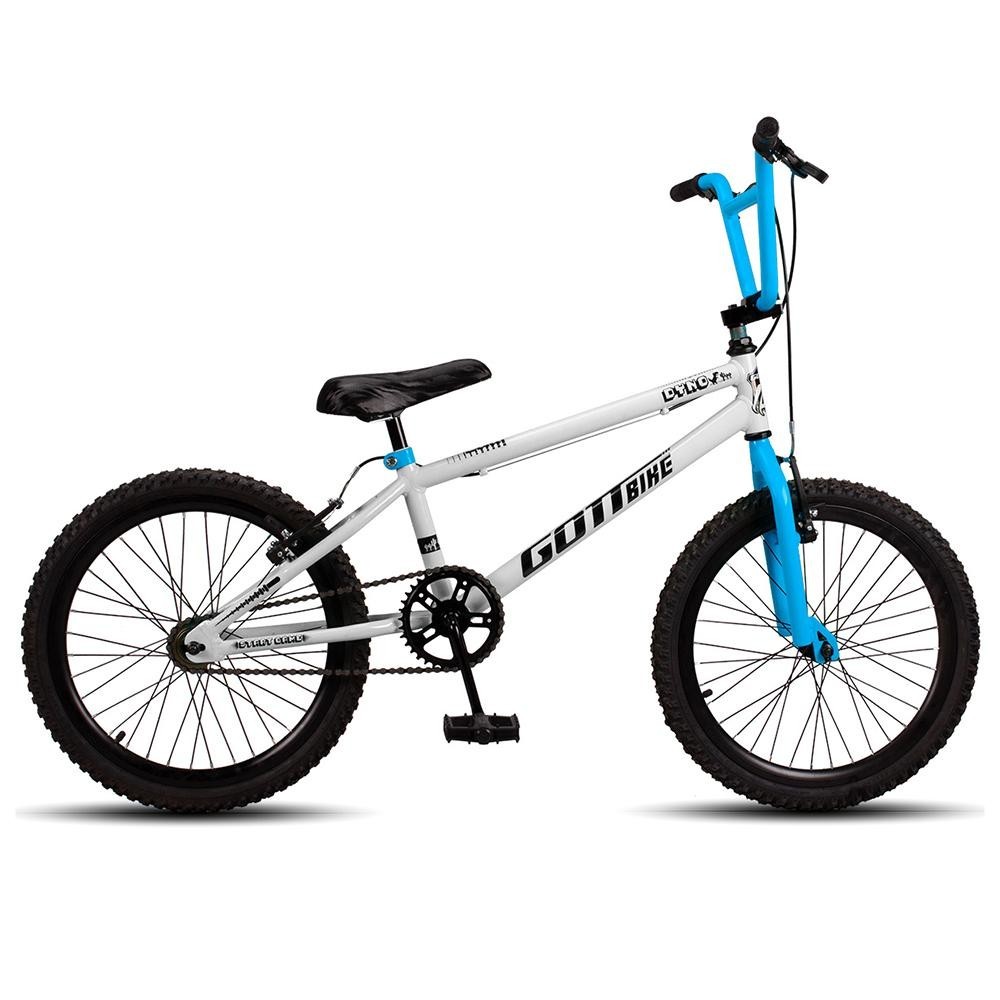 Bicicleta Infantil Aro 20 Bmx V-Brake Branco e Azul Gottbike Bicicleta Infantil Aro 20 Bmx V-Brake Branco e Azul Gottbike