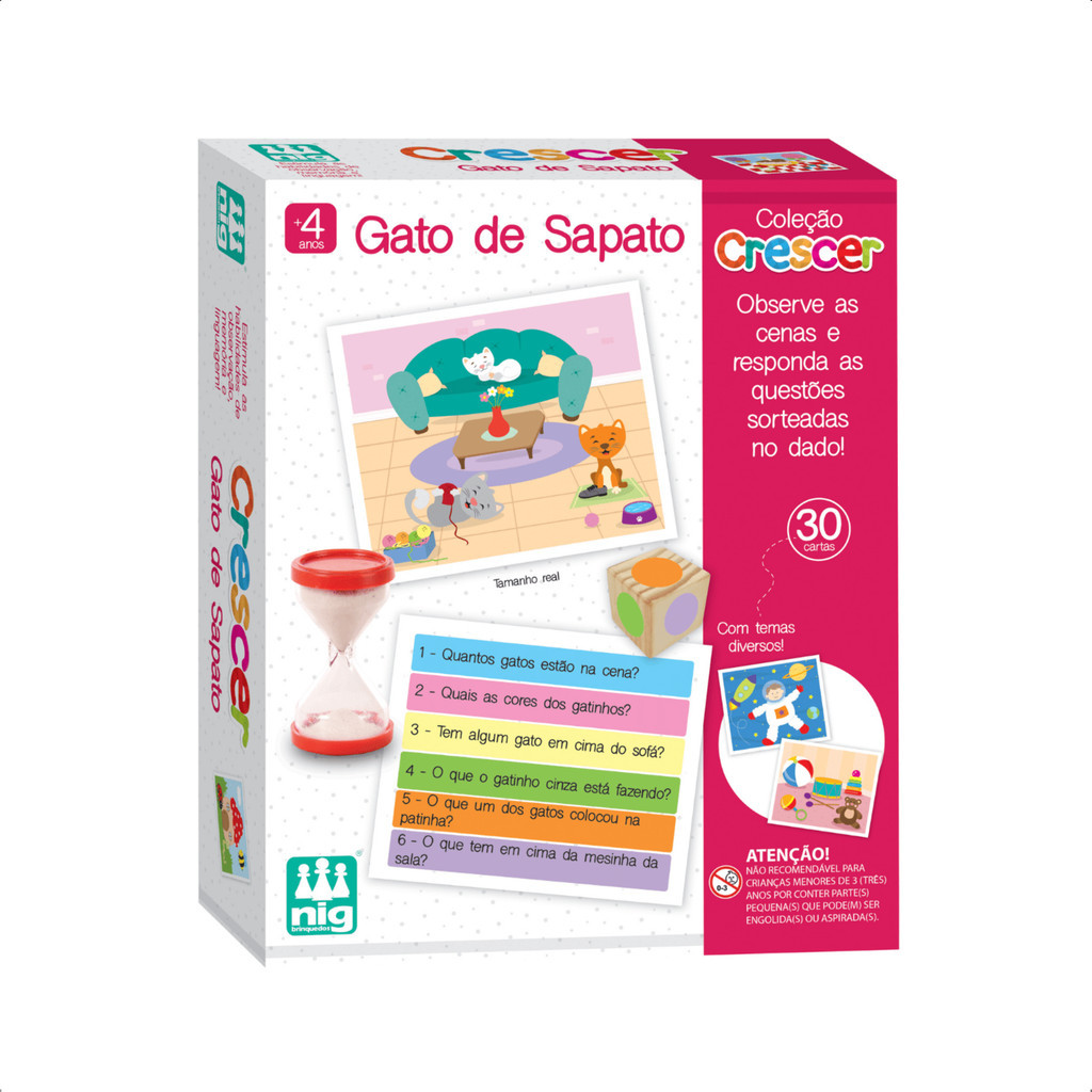 Jogo Infantil Educativo Gato de Sapato com 30 Cartas Estimula a Memória Observação Linguagem Presente – Nig 0456 Jogo Infantil Educativo Gato de Sapato com 30 Cartas Estimula a Memória Observação Linguagem Presente – Nig 0456