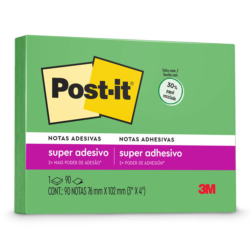 Bloco de notas super adesivas Post-it Verde Sorte 76x102mm 90 folhas 3M Bloco de notas super adesivas Post-it Verde Sorte 76x102mm 90 folhas 3M