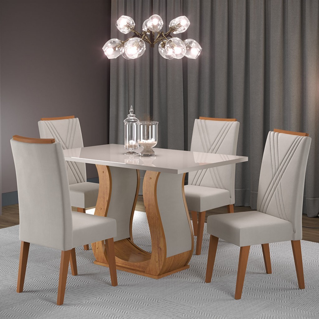 Mesa de Jantar 4 Lugares Universe com Vidro Mel/Marfim/Off White – Viero Móveis Mesa de Jantar 4 Lugares Universe com Vidro Mel/Marfim/Off White – Viero Móveis
