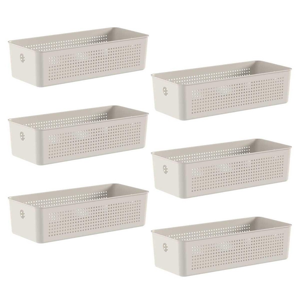 6x Cestos 4,5L Organizador OU Flow Bege 9cm x 15cm x 34cm 6x Cestos 4,5L Organizador OU Flow Bege 9cm x 15cm x 34cm