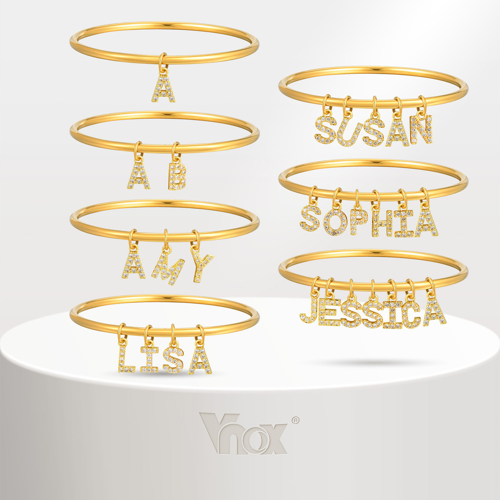 Pulseira Personalizada Com Letras Cúbicas De Zircônia Vnox Para Mulheres , Dourada De Aço Inoxidável Nome Não Manchado , Pulseira Personalizada Com Letras Cúbicas De Zircônia Vnox Para Mulheres , Dourada De Aço Inoxidável Nome Não Manchado ,