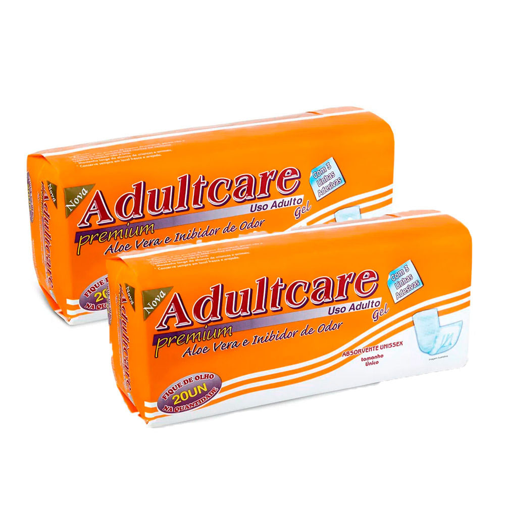 Kit 2 Absorvente Geriátrico Adultcare Premium Unisex Tamanho Único 20 Unidades Kit 2 Absorvente Geriátrico Adultcare Premium Unisex Tamanho Único 20 Unidades