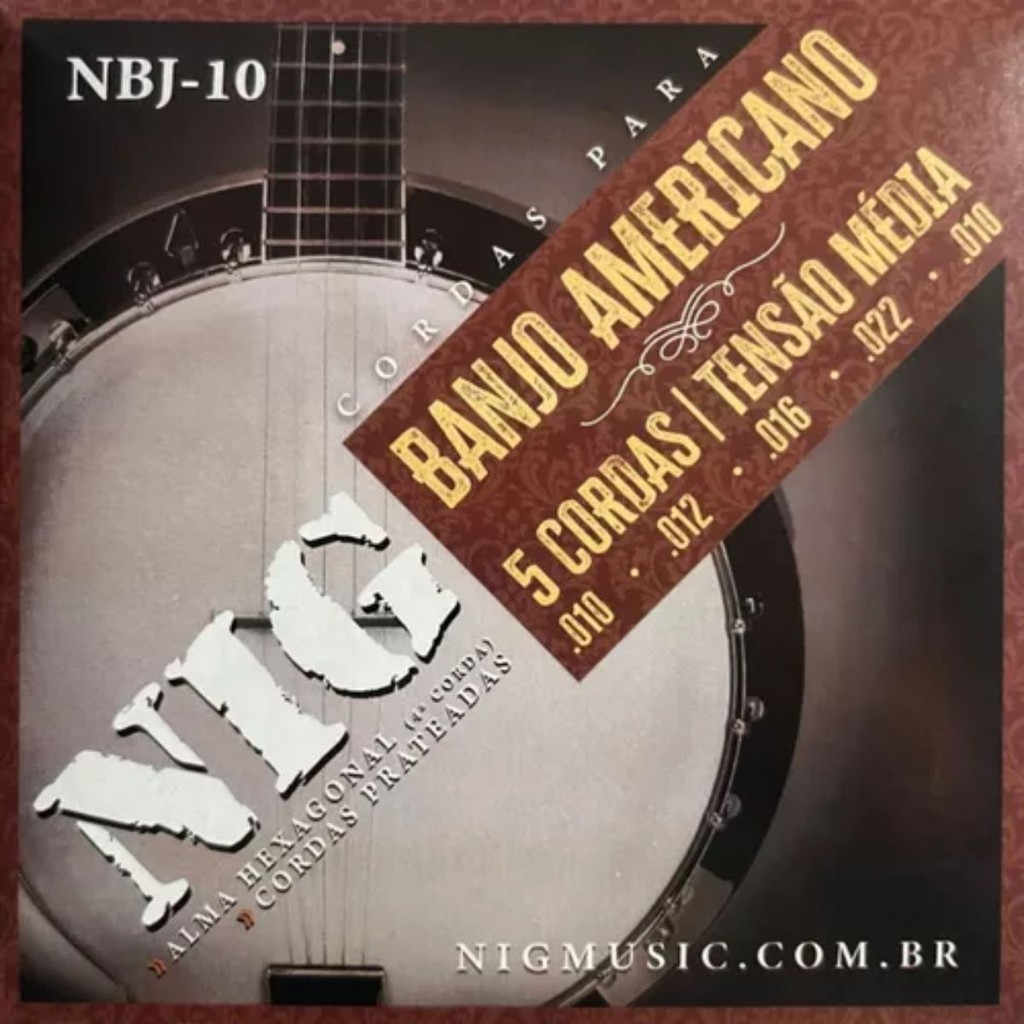 Encordoamento Banjo Americano 5c Nig Nbj10 .010 Encordoamento Banjo Americano 5c Nig Nbj10 .010