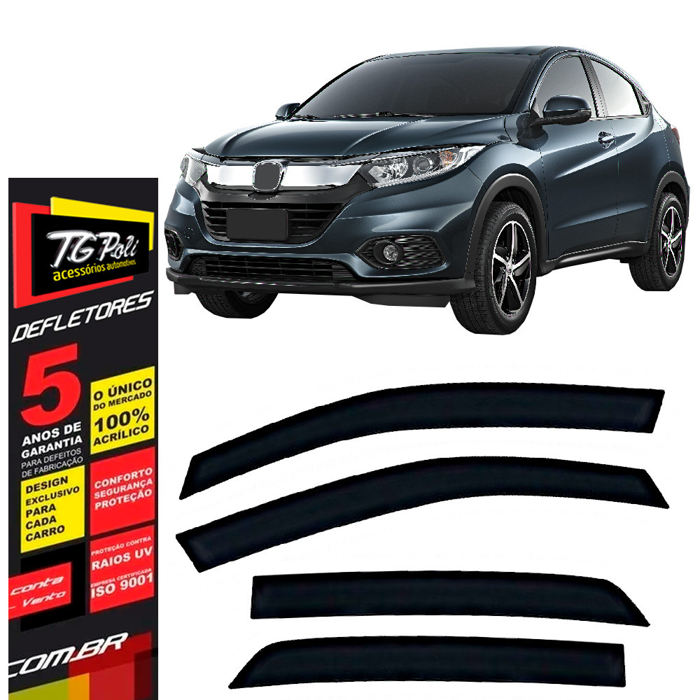 Calha de Chuva Honda HR-V 2015 a 2021 4 portas TG Poli Defletor Portas Protetor Janelas Fumê Calha de Chuva Honda HR-V 2015 a 2021 4 portas TG Poli Defletor Portas Protetor Janelas Fumê
