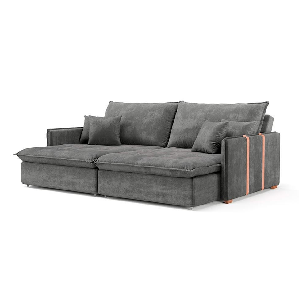 Sofá Retrátil Sem Caixa 3 Lugares Solomons Velosuede Grafite 230 cm Sofá Retrátil Sem Caixa 3 Lugares Solomons Velosuede Grafite 230 cm