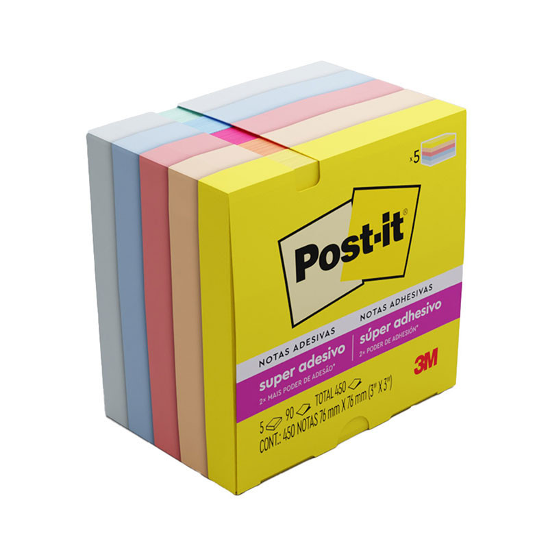 Bloco de notas super adesivas Post-it coleção Alegria 5 blocos de 76x76mm 450 folhas 3M Bloco de notas super adesivas Post-it coleção Alegria 5 blocos de 76x76mm 450 folhas 3M