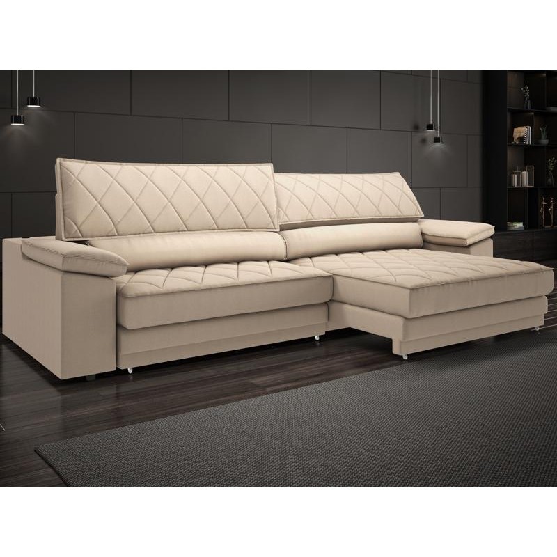 Sofá de Duplo Molejo com Carregador USB, Retrátil e Reclinável Viena 2,50m Linho Soft Bege- NETSOFAS Sofá de Duplo Molejo com Carregador USB, Retrátil e Reclinável Viena 2,50m Linho Soft Bege- NETSOFAS