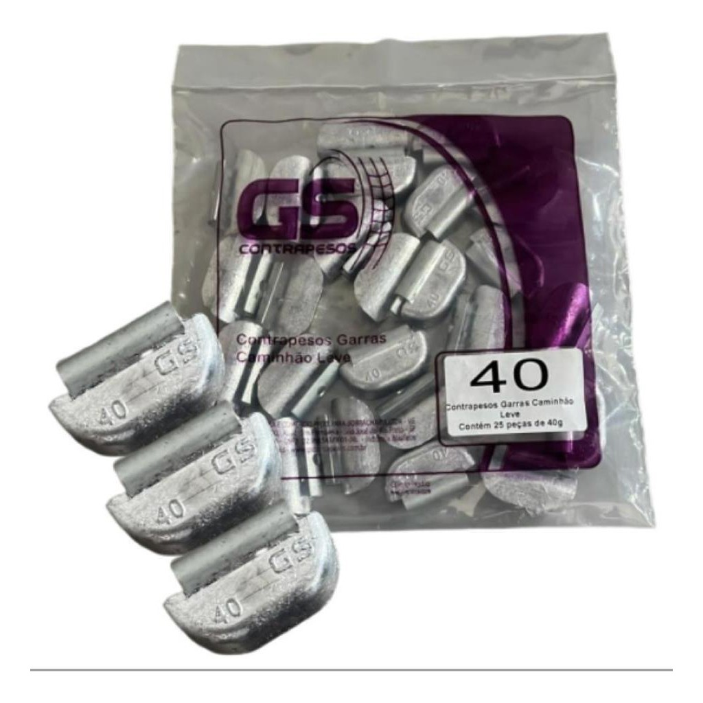 Chumbo para Balanceamento Contrapeso Caminhao Leve 40 Gramas Pacote com 25 unidades Chumbo para Balanceamento Contrapeso Caminhao Leve 40 Gramas Pacote com 25 unidades