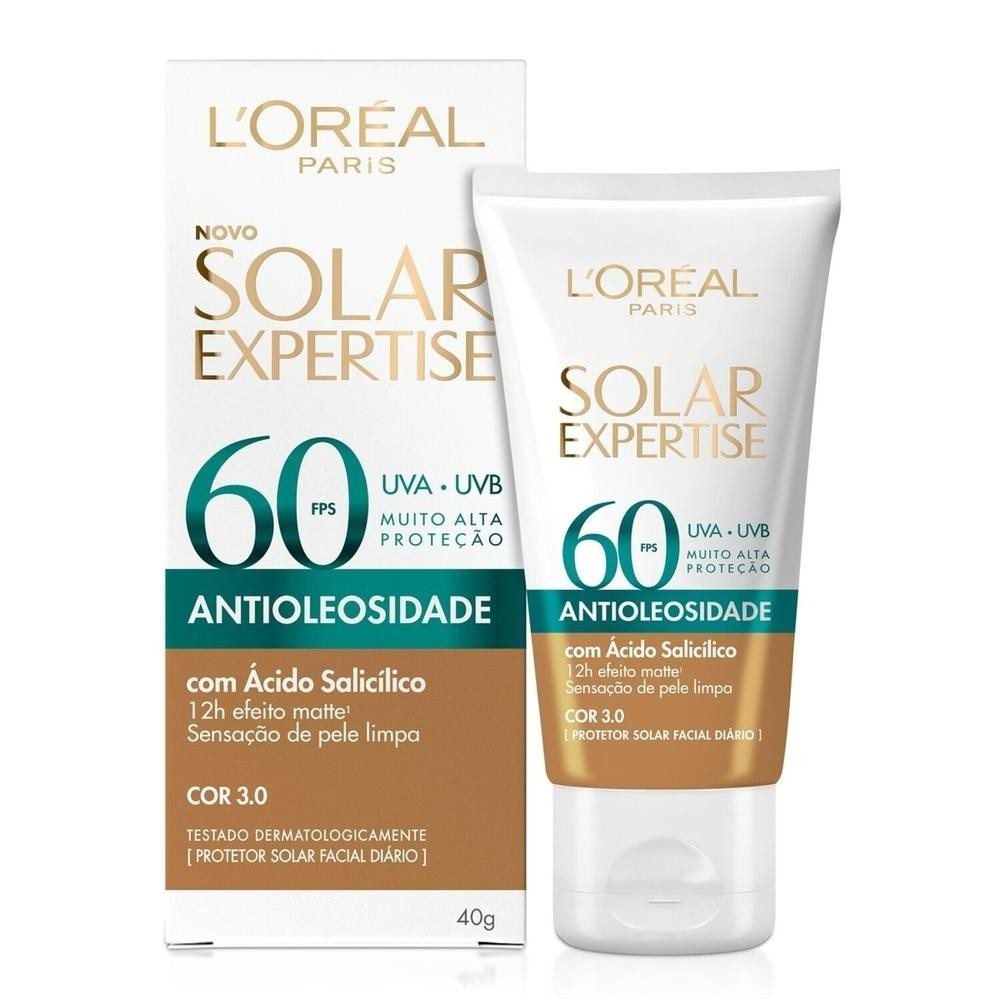 Protetor Solar Facial L’Oreal Expertise Antioleosidade FPS60 Cor 3.0 40g Protetor Solar Facial L’Oreal Expertise Antioleosidade FPS60 Cor 3.0 40g