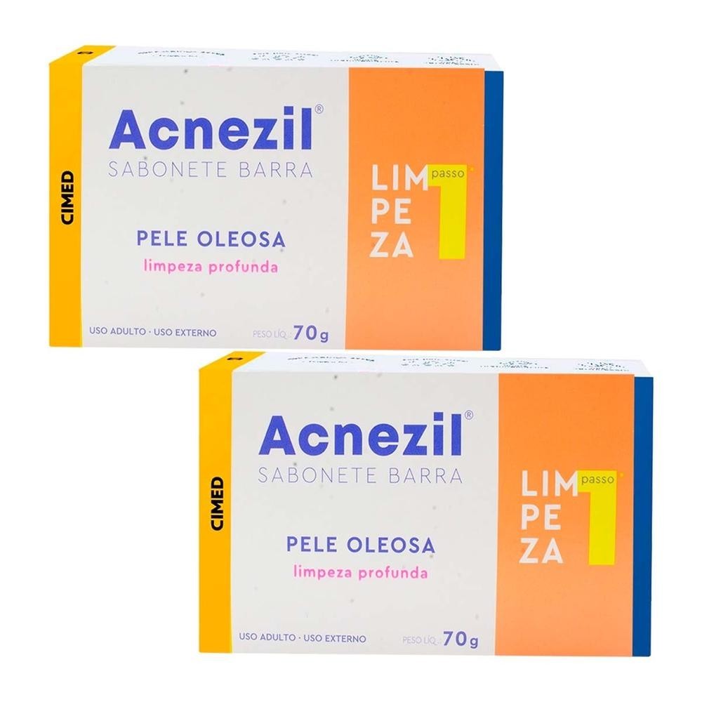 Kit c/ 2 und Acnezil Sabonete em Barra 70g Pele Oleosa Kit c/ 2 und Acnezil Sabonete em Barra 70g Pele Oleosa