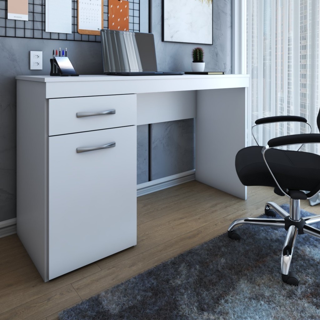 Mesa Escrivaninha Classic 1 Porta 1 Gaveta Branco – Panorama Móveis Mesa Escrivaninha Classic 1 Porta 1 Gaveta Branco – Panorama Móveis