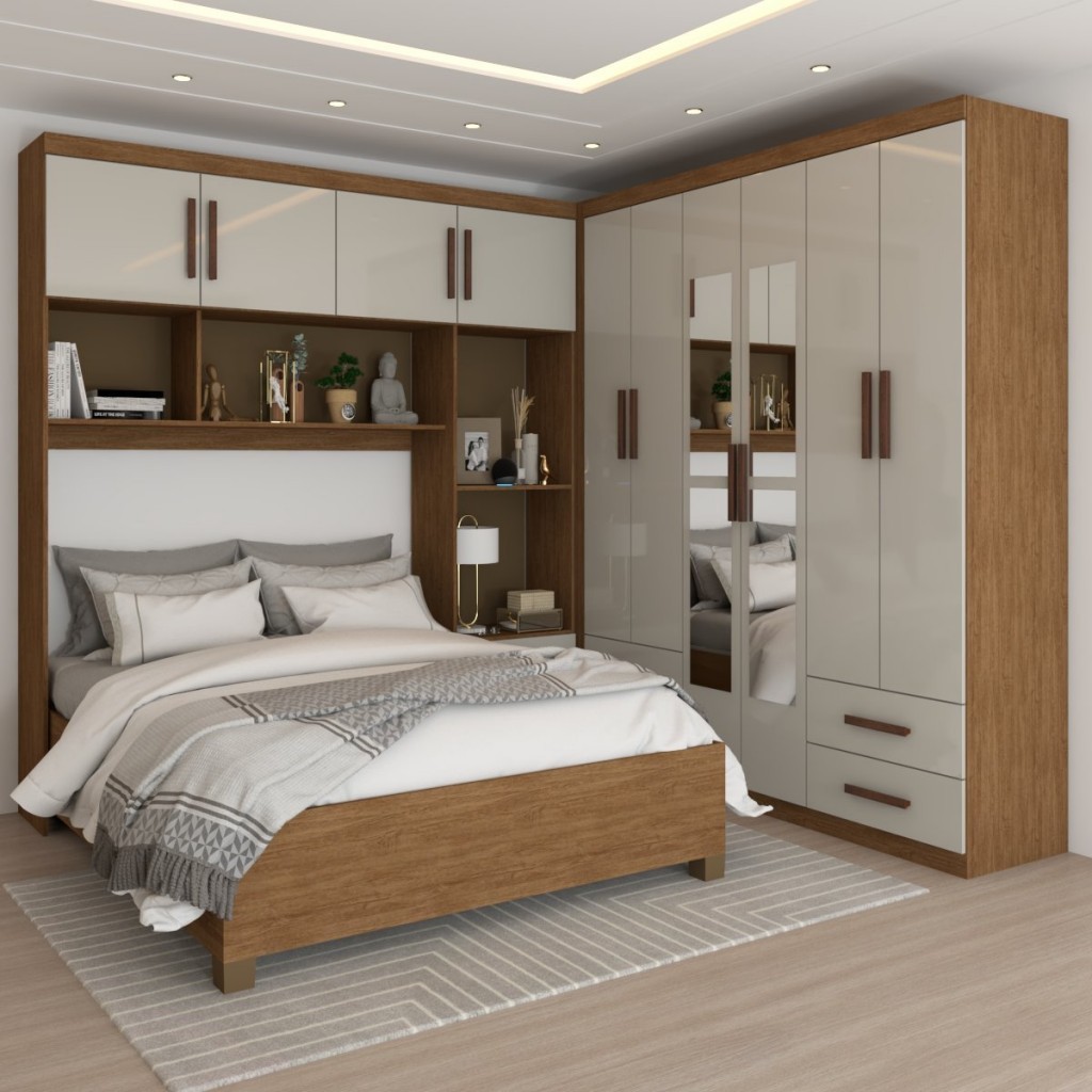 Guarda-Roupa Casal Modulado com Cama Paradise 10 Portas com Espelho 6 Gavetas Guarda-Roupa Casal Modulado com Cama Paradise 10 Portas com Espelho 6 Gavetas