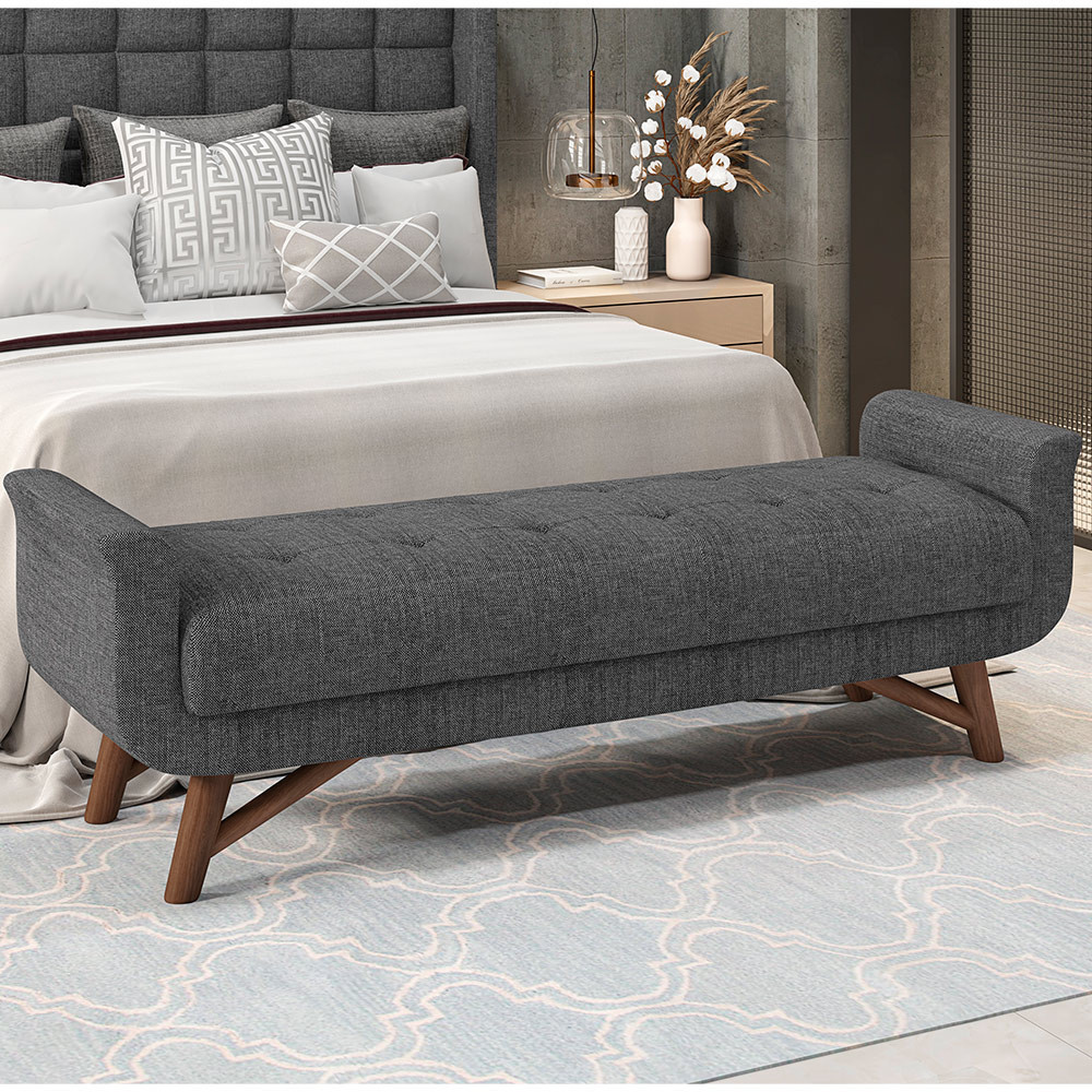 Puff Recamier Decorativo com Pés em Madeira 140 cm Itália P05 Linho Cinza – Lyam Decor Puff Recamier Decorativo com Pés em Madeira 140 cm Itália P05 Linho Cinza – Lyam Decor