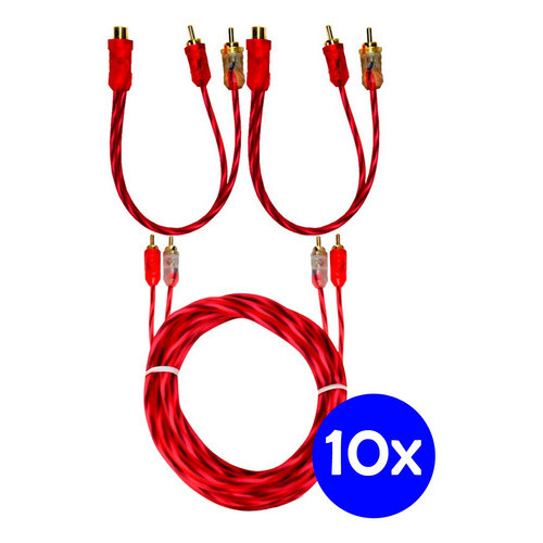 KIT 10 CABOS RCA 1M 20 CABOS Y 2 MACHOS INJETADO RESISTENTES PARA MÓDULOS 4 CANAIS KIT 10 CABOS RCA 1M 20 CABOS Y 2 MACHOS INJETADO RESISTENTES PARA MÓDULOS 4 CANAIS