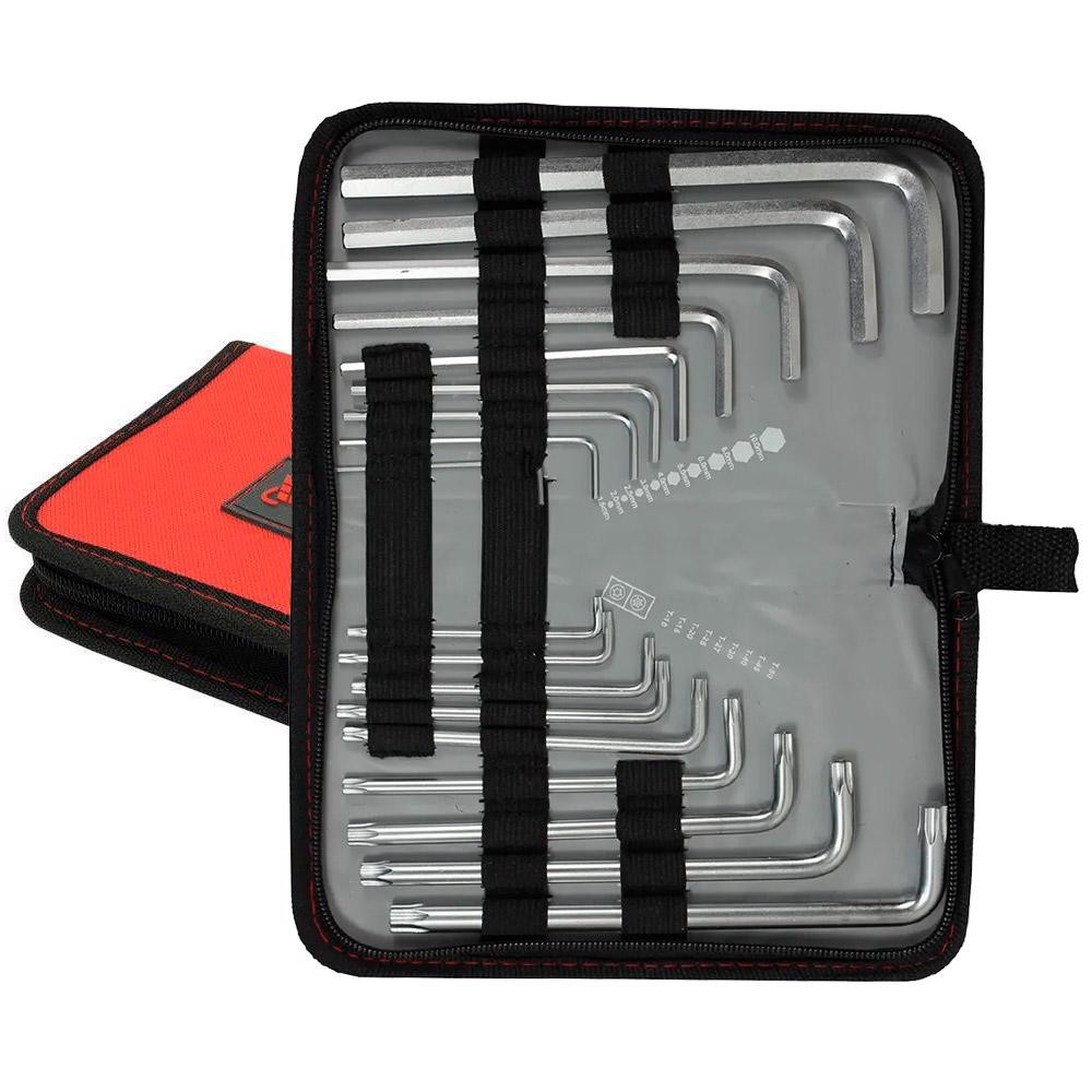 Jogo de Chaves Torx e Allen Hexagonais Longas CRV com 18 Peças MTX Jogo de Chaves Torx e Allen Hexagonais Longas CRV com 18 Peças MTX