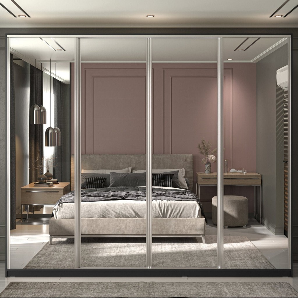 Guarda Roupa Casal 100% MDF BP com 4 Portas Espelhos Zermatt Preto Guarda Roupa Casal 100% MDF BP com 4 Portas Espelhos Zermatt Preto