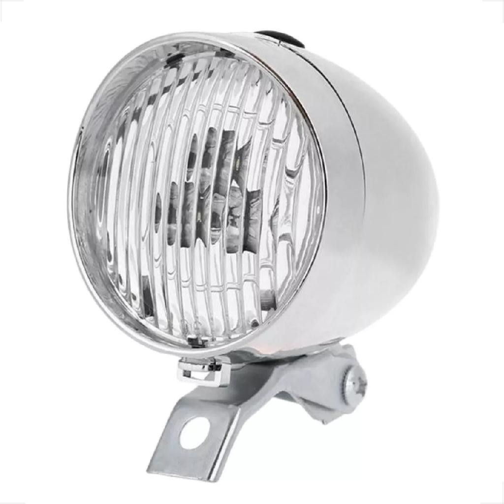 Farol Led Cromado Retrô Tipo Dínamo Bike bicicleta Vintage Antiga Retro Monark Caloi Barra Circular Farol Led Cromado Retrô Tipo Dínamo Bike bicicleta Vintage Antiga Retro Monark Caloi Barra Circular