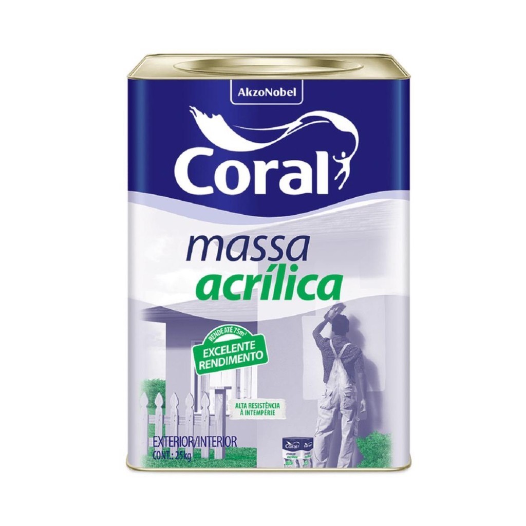Massa Acrílica P/ Paredes Coral Branca 25kg Massa Acrílica P/ Paredes Coral Branca 25kg