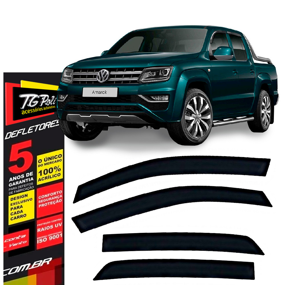 Calha de Chuva Volkswagen Amarok 2010 a 2025 TG Poli Defletor 4 portas Protetor Janelas Fumê Calha de Chuva Volkswagen Amarok 2010 a 2025 TG Poli Defletor 4 portas Protetor Janelas Fumê