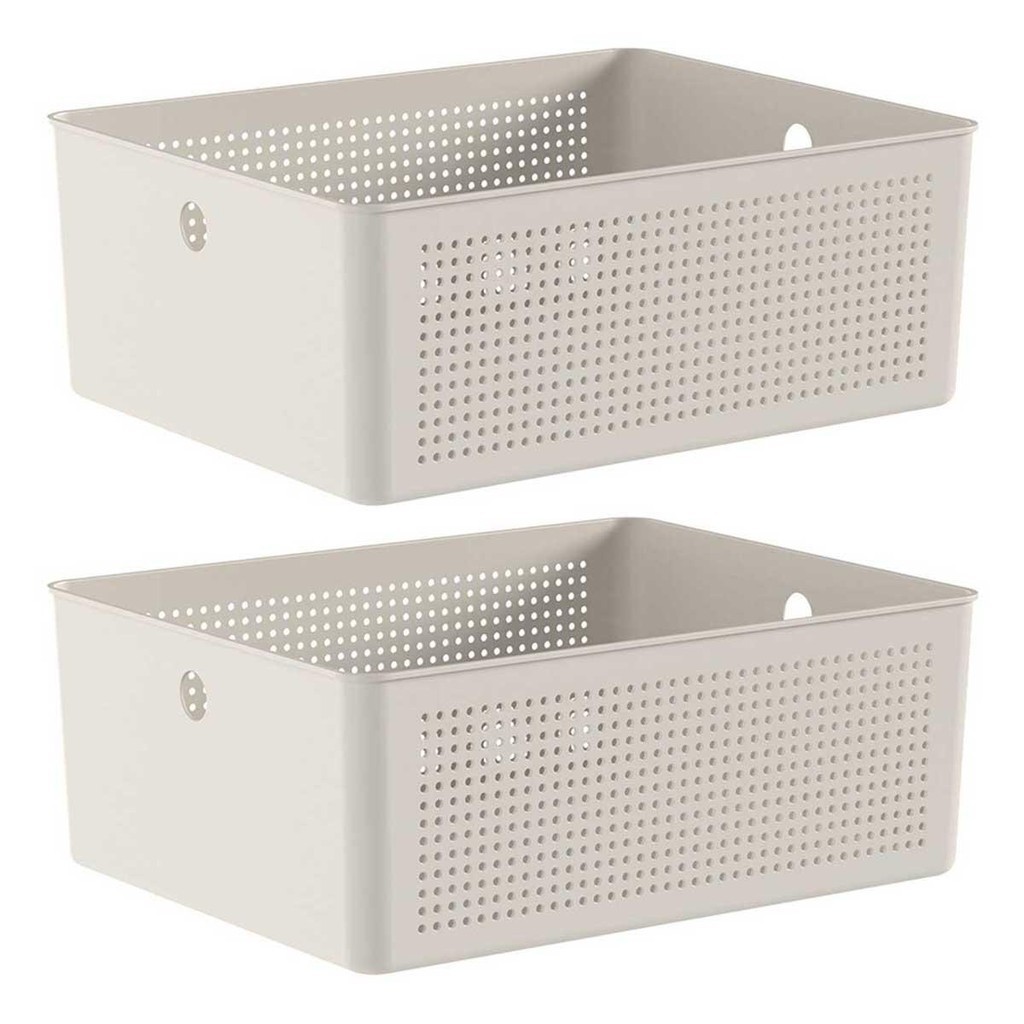 2x Cesto 12L Organizador Ou Flow Bege 13cm X 27cm X 34cm 2x Cesto 12L Organizador Ou Flow Bege 13cm X 27cm X 34cm