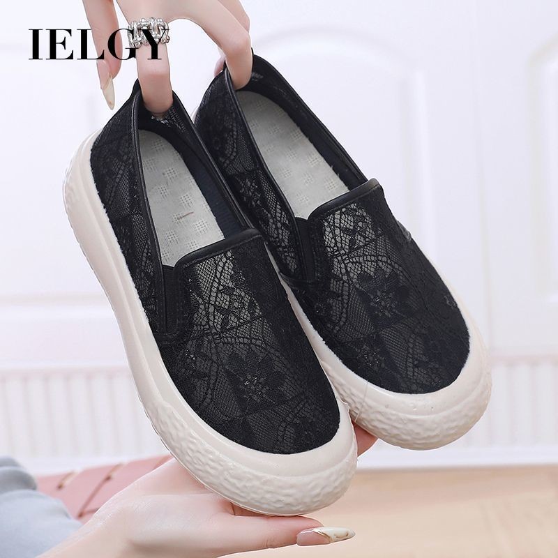 IELGY Sapatos De Pescador Femininos Verão Recorte Malha Respirável Deslizamento Em Sola Plataforma Casual
