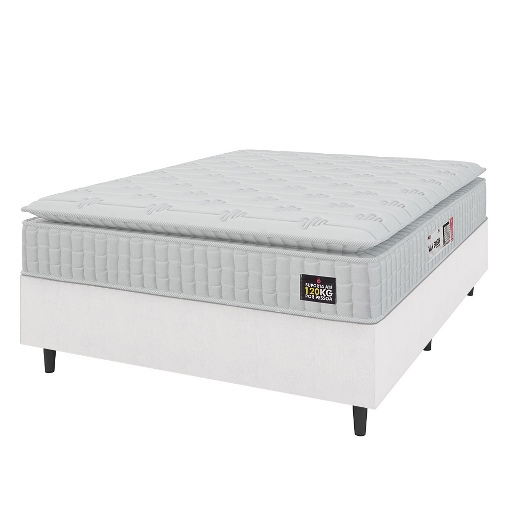 Cama Box Colchão Casal Espuma D33 Vangogh Pillow Top 138x188x67cm Linho Branco Hellen – Suporta até 120kg por Pessoa Cama Box Colchão Casal Espuma D33 Vangogh Pillow Top 138x188x67cm Linho Branco Hellen – Suporta até 120kg por Pessoa