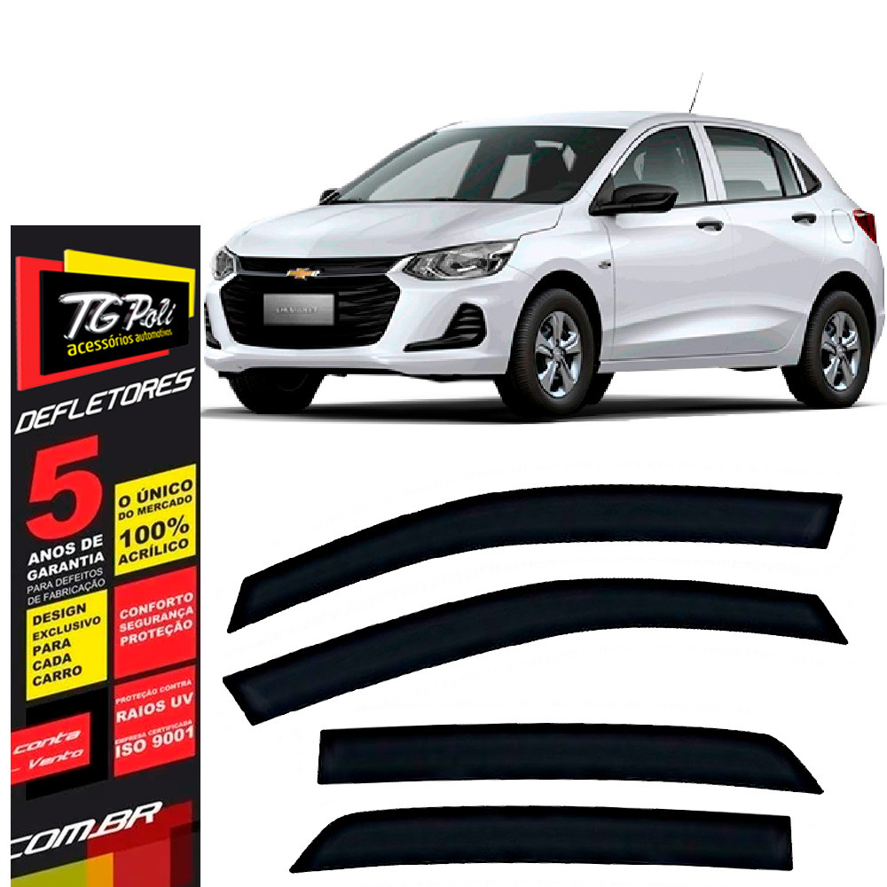 Calha de Chuva Chevrolet Onix Hatch 2020 a 2026 TG Poli Defletor 4 portas Protetor Janelas Fumê Calha de Chuva Chevrolet Onix Hatch 2020 a 2026 TG Poli Defletor 4 portas Protetor Janelas Fumê