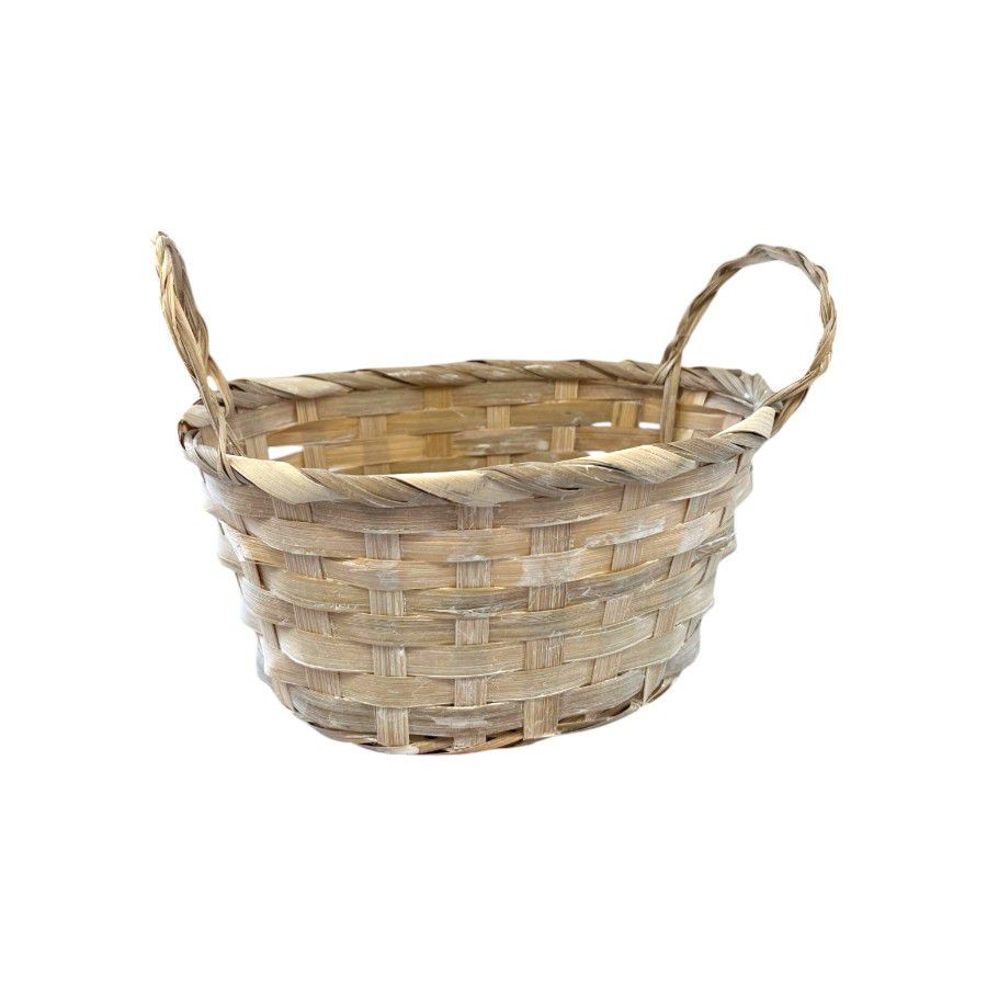 Cesta Decorativa de Bambu Oval com alça – Palha – 18cm – 1 unidade – Cromus – Rizzo Cesta Decorativa de Bambu Oval com alça – Palha – 18cm – 1 unidade – Cromus – Rizzo