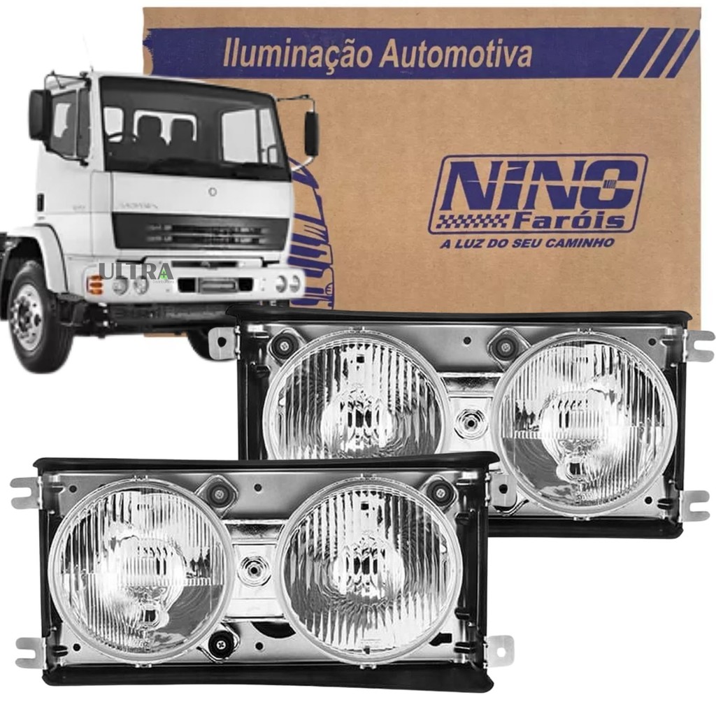 Farol Principal Mercedes-Benz 712 / 914 / 1714 / 2423 / 2428 / Atron – Cara Chata – Duplo (1991 a 2009) – Nino Farol Principal Mercedes-Benz 712 / 914 / 1714 / 2423 / 2428 / Atron – Cara Chata – Duplo (1991 a 2009) – Nino