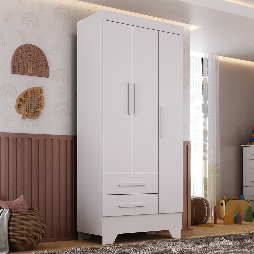 Guarda Roupa Infantil 3 Portas 2 Gavetas Branco Tic Tac Espresso Móveis Branco Guarda Roupa Infantil 3 Portas 2 Gavetas Branco Tic Tac Espresso Móveis Branco
