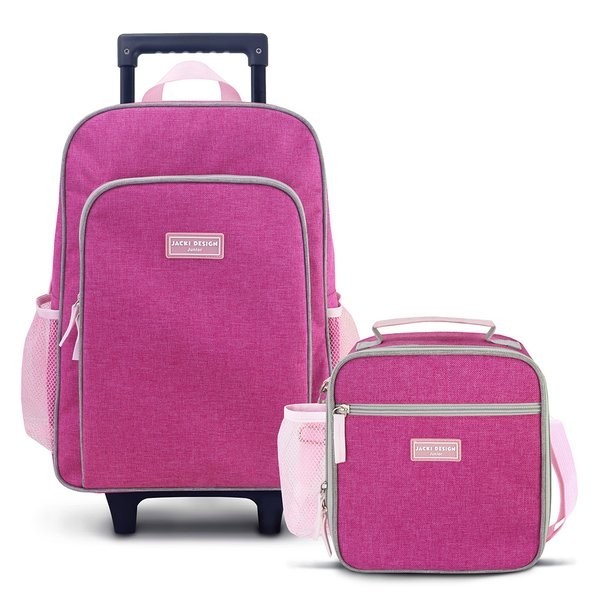 Conjunto de Mochila com Rodinhas Junior e Lancheira Térmica c/ 2 Compartimentos – Jacki Design