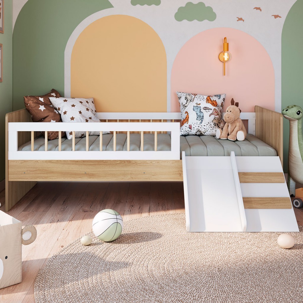 Cama Infantil Montessoriana Affetto com Escada e Escorregador Cama Infantil Montessoriana Affetto com Escada e Escorregador