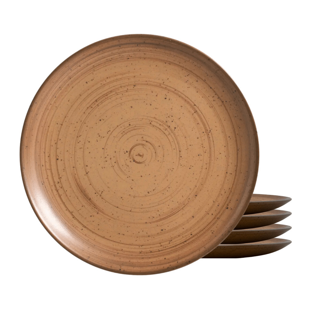 Jogo De Pratos Fundo Cerâmica Kit 4 Peças 25cm Kya Terracota Alleanza Rustico Jogo De Pratos Fundo Cerâmica Kit 4 Peças 25cm Kya Terracota Alleanza Rustico