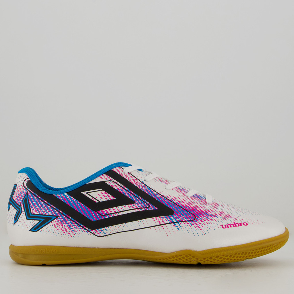 Chuteira Umbro Heatmap Futsal Branca e Azul Chuteira Umbro Heatmap Futsal Branca e Azul
