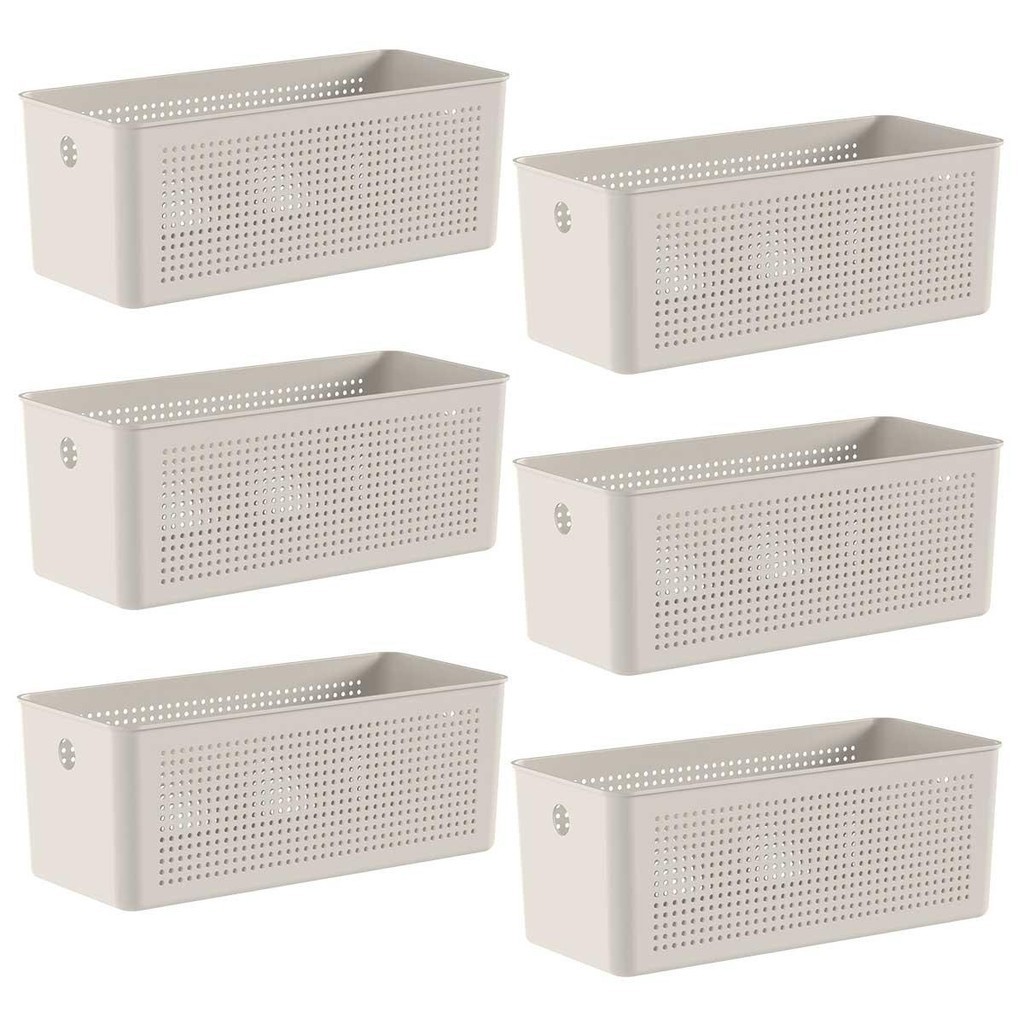 6x Cestos 6,6L Organizador OU Flow Bege 13cm x 15cm x 34cm 6x Cestos 6,6L Organizador OU Flow Bege 13cm x 15cm x 34cm