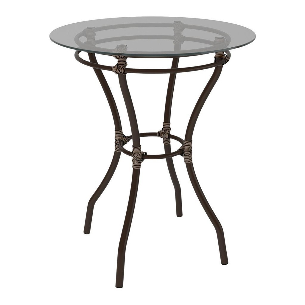 Mesa de Jardim/Área de Lazer 60cm Vidro e Aço com Junco Sintético Multimóveis CR8005