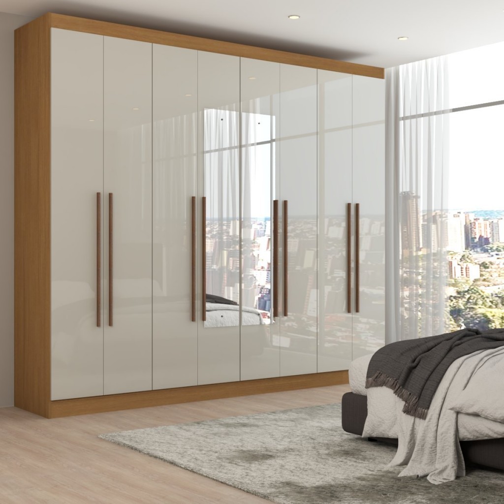 Guarda-Roupa Ele e Ela 8 Portas 8 Prateleiras com Espelho Cinamomo/Off White – Panorama Móveis Guarda-Roupa Ele e Ela 8 Portas 8 Prateleiras com Espelho Cinamomo/Off White – Panorama Móveis