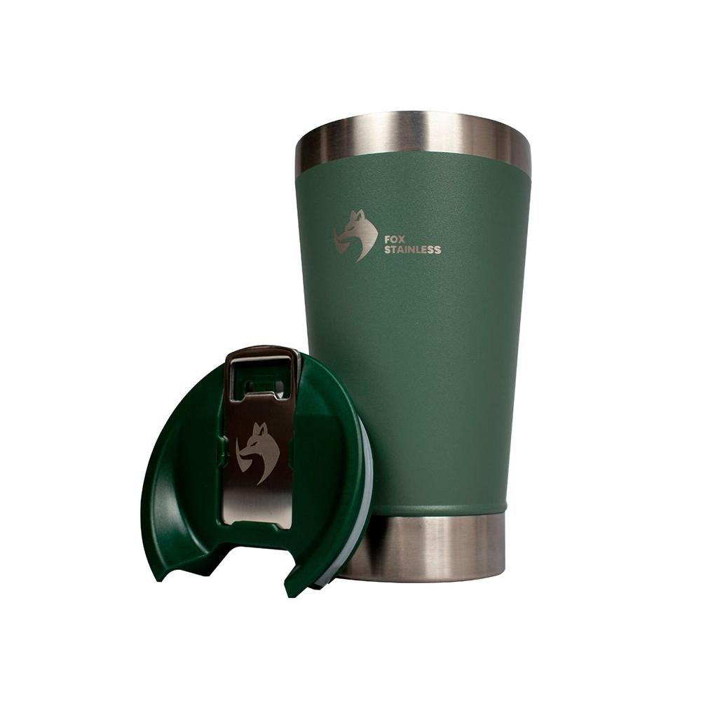 Copo Térmico Fox Stainless Quente e Frio com Tampa 473ml Verde Copo Térmico Fox Stainless Quente e Frio com Tampa 473ml Verde