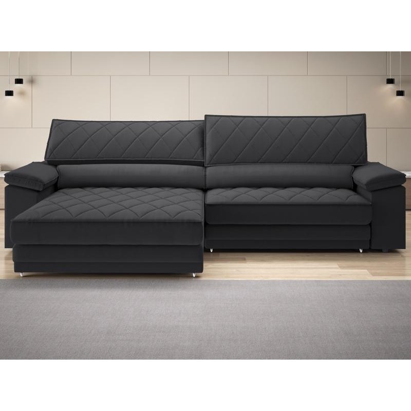 Sofá de Duplo Molejo com Carregador USB, Retrátil e Reclinável Viena 2,10m Linho Soft Grafite- NETSOFAS Sofá de Duplo Molejo com Carregador USB, Retrátil e Reclinável Viena 2,10m Linho Soft Grafite- NETSOFAS