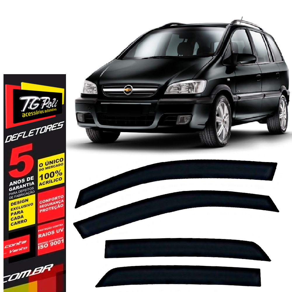 Calha de Chuva Chevrolet Zafira 2001 a 2012 4 portas TG Poli Defletor Portas Protetor Janelas Fumê Calha de Chuva Chevrolet Zafira 2001 a 2012 4 portas TG Poli Defletor Portas Protetor Janelas Fumê