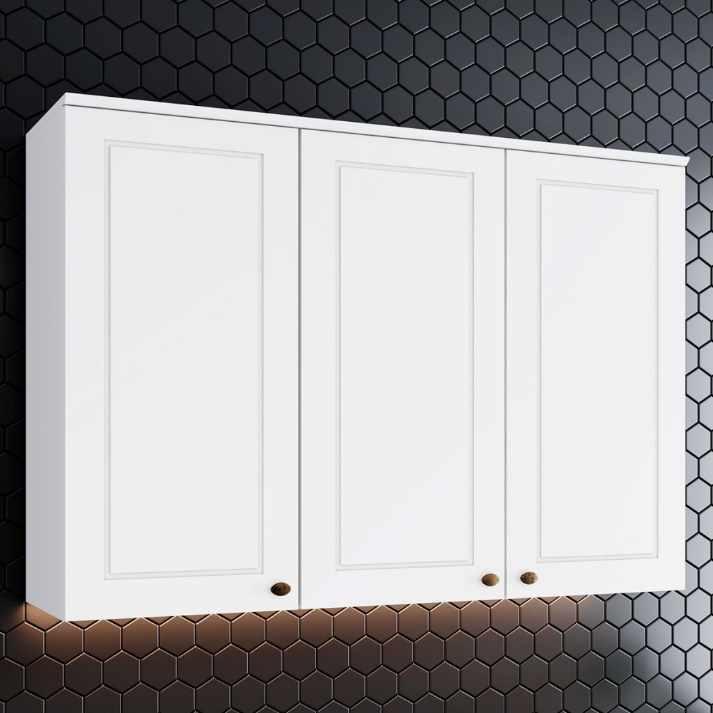 Armário Aéreo Cozinha Americana 3 Portas 100% MDF Branco HP C352 – Henn Armário Aéreo Cozinha Americana 3 Portas 100% MDF Branco HP C352 – Henn