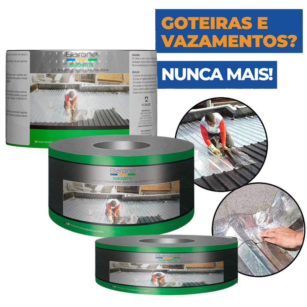 Fita Manta Asfáltica Adesiva Para Telhados Reparo Em Calhas Anti-Goteira Furos Fita Manta Asfáltica Adesiva Para Telhados Reparo Em Calhas Anti-Goteira Furos