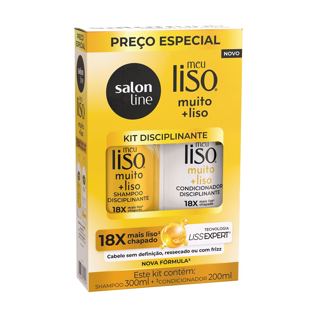 Kit Shampoo 300ml + Condicionador 200ml Meu Liso Muito + Liso Kit Shampoo 300ml + Condicionador 200ml Meu Liso Muito + Liso