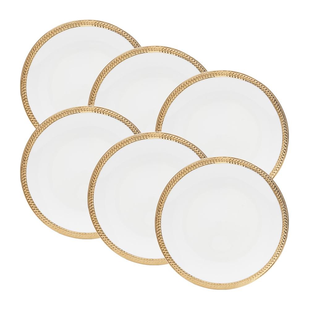 6 Pratos Wolff Paddy de Porcelana para Sobremesa Branco 19cm 6 Pratos Wolff Paddy de Porcelana para Sobremesa Branco 19cm