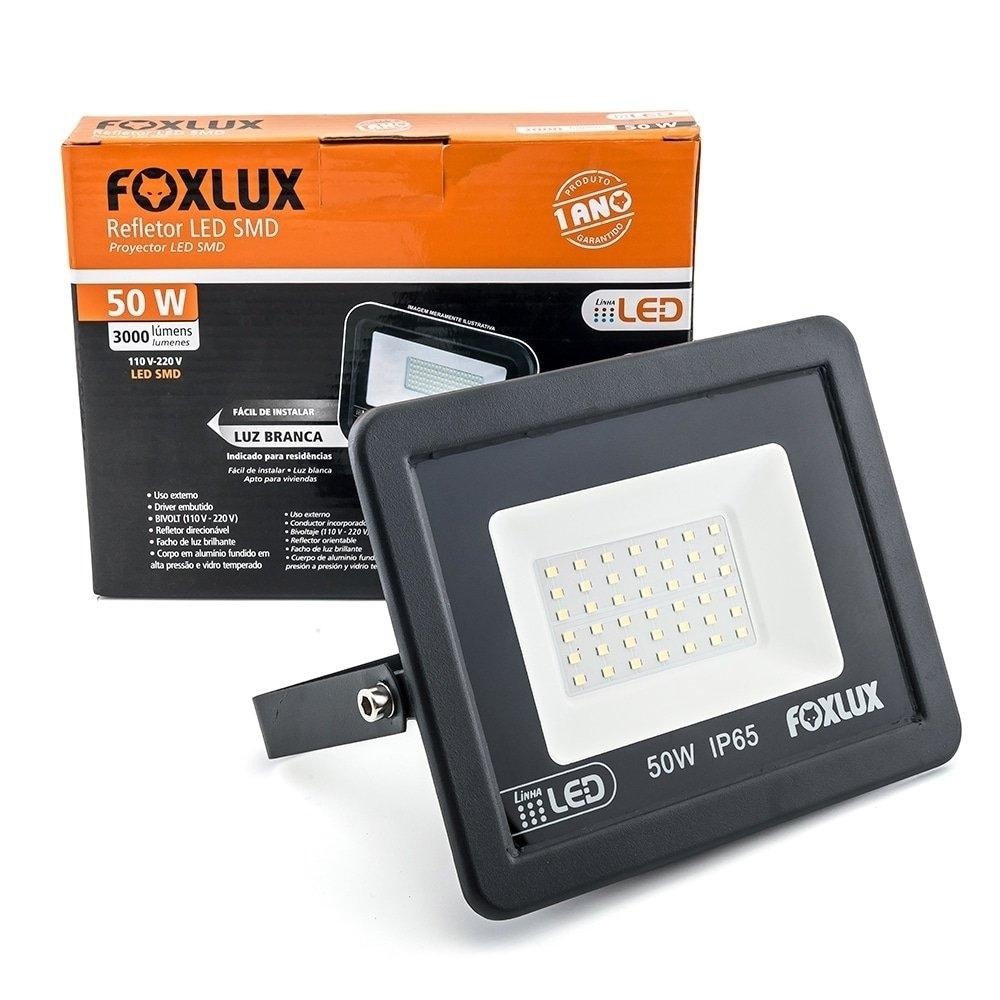 Refletor Foxlux Led 50W 6,5K 30000H Preto Refletor Foxlux Led 50W 6,5K 30000H Preto
