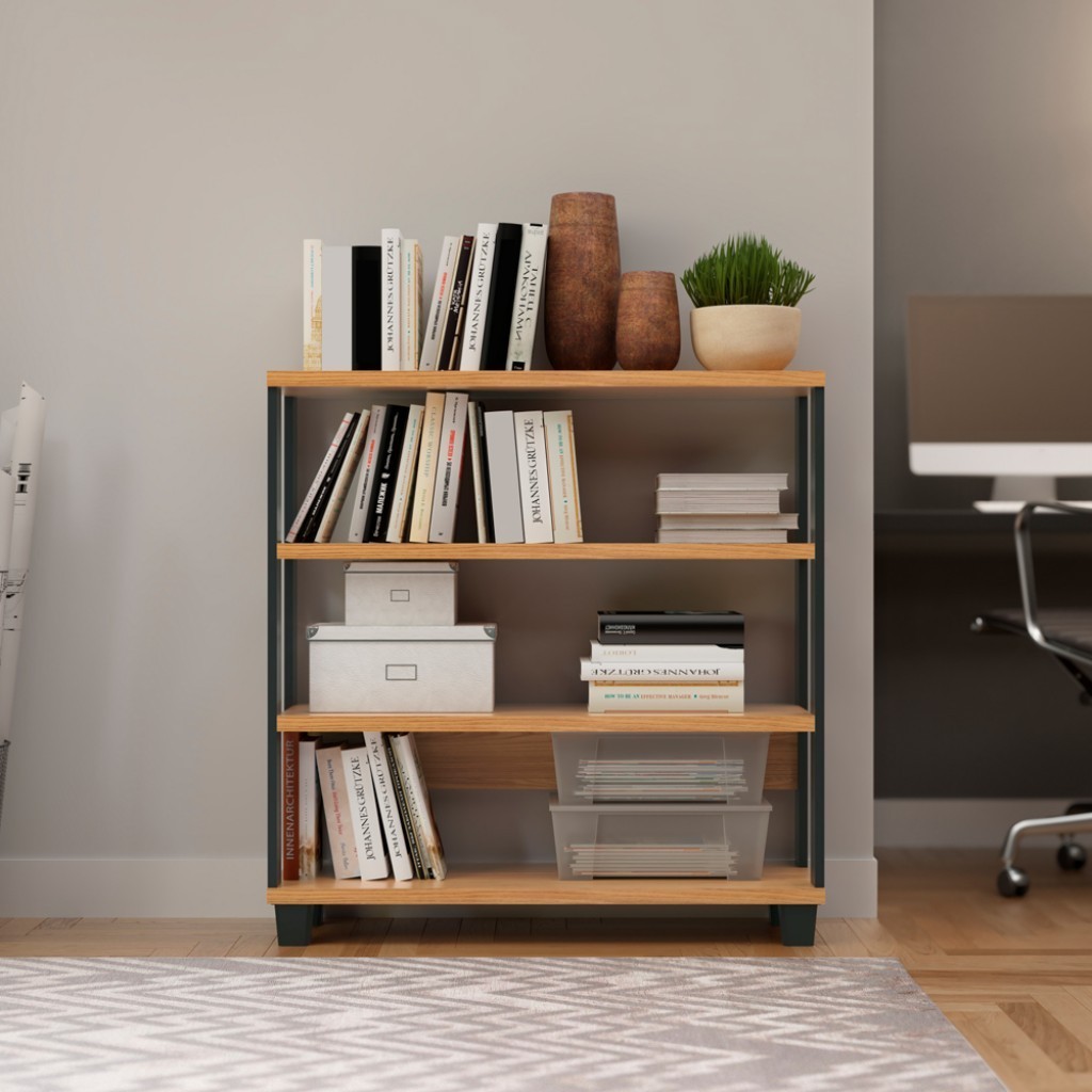 Estante para Livros 4 Prateleiras Industrial Freijó/Preto – Dalla Costa Estante para Livros 4 Prateleiras Industrial Freijó/Preto – Dalla Costa