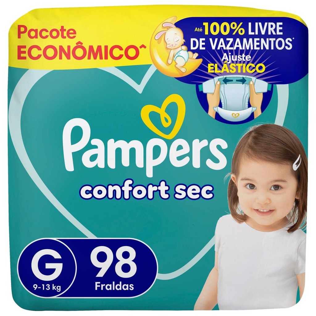Fralda Pampers Confort Sec Tamanho G 98 unidades Fralda Pampers Confort Sec Tamanho G 98 unidades
