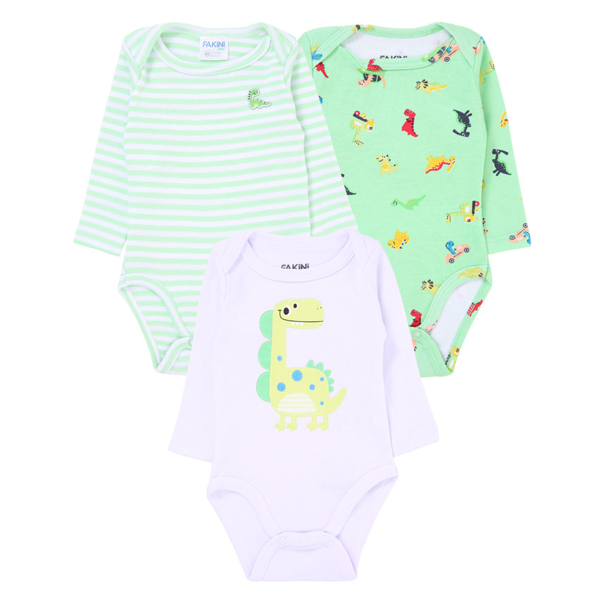 Kit Body Manga Longa Fakini 03 Peças Em Suedine Estampa Dinos Kit Body Manga Longa Fakini 03 Peças Em Suedine Estampa Dinos